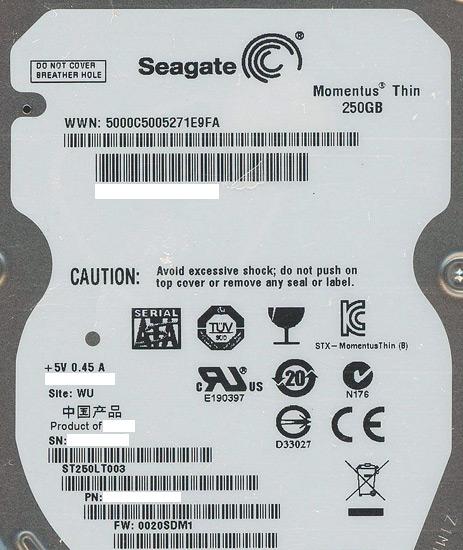 SEAGATE製HDD　ST250LT003　250GB