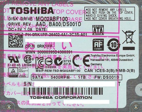 TOSHIBA(東芝) ノート用HDD 2.5inch　MQ02ABF100　1TB 7mm