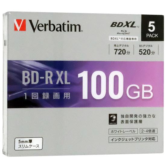 Verbatim　4倍速対応BD-R XL 100GB 5枚組　VBR520YP5D1