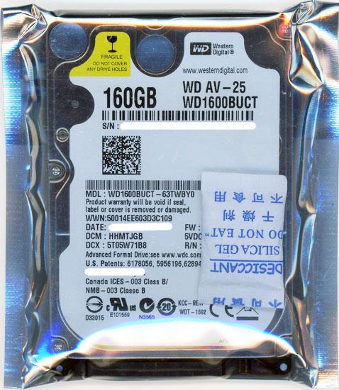 WesternDigital HDD 2.5inch　WD1600BUCT　160GB 9.5mm