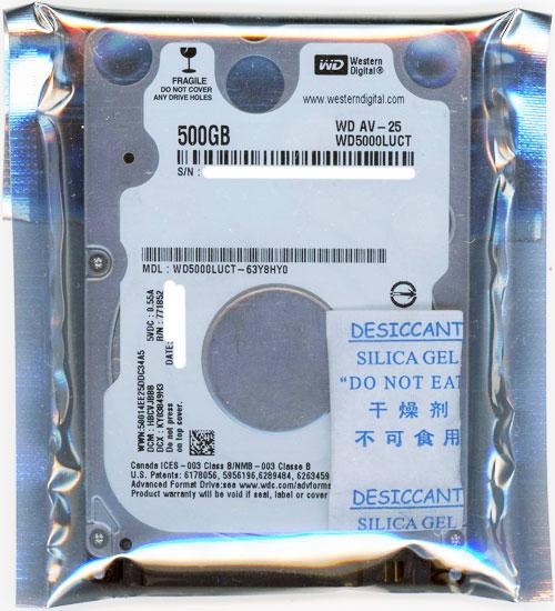 Western Digital製HDD　WD5000LUCT　500GB 6.8mm