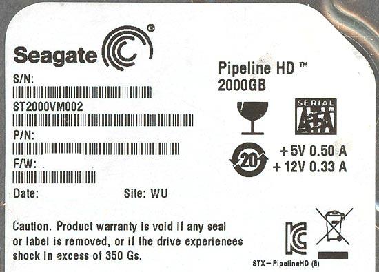 SEAGATE製HDD　ST2000VM002　2TB SATA300 5900