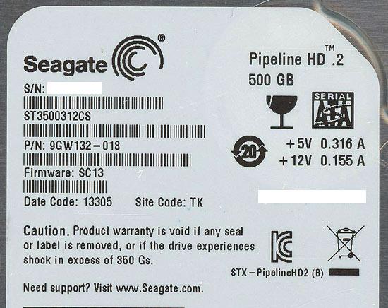 SEAGATE製HDD　ST3500312CS　500GB SATA300 5900