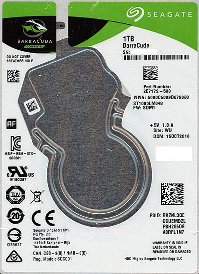 SEAGATE ノート用HDD 2.5inch　ST1000LM048 1TB 7mm