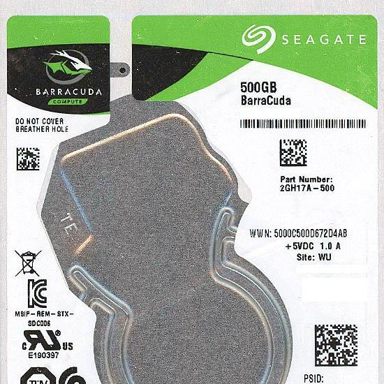 SEAGATE ノート用HDD 2.5inch　ST500LM034 500GB 7mm 商品画像1：オンラインショップ　エクセラー