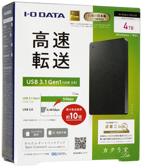 I-O DATA製PortableHD　HDPH-UT4DKR　4TB ブラック