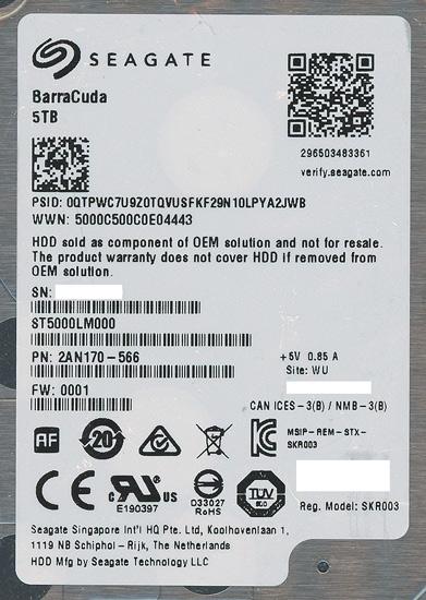SEAGATE製HDD　ST5000LM000　5TB 15mm 商品画像1：オンラインショップ　エクセラー
