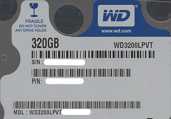 WesternDigital HDD 2.5inch　WD3200LPVT　320GB 6.8mm