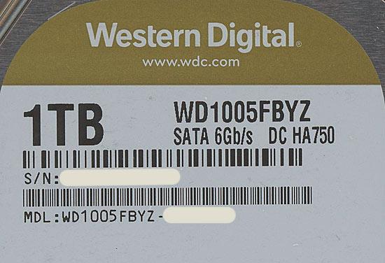 Western Digital製HDD　WD1005FBYZ　1TB SATA600 7200