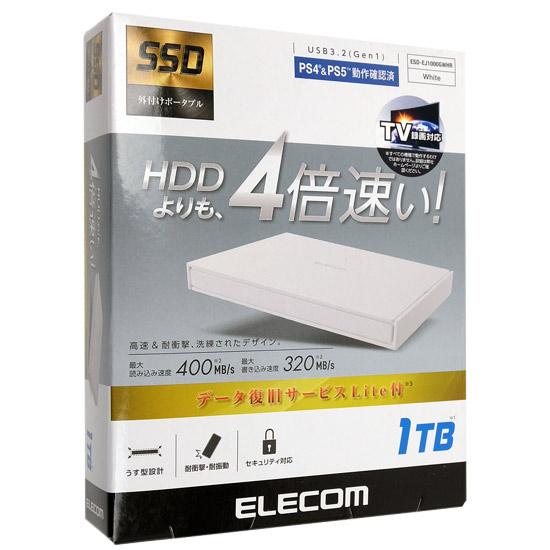 ELECOM　外付けポータブルSSD　ESD-EJ1000GWH　ホワイト　1TB