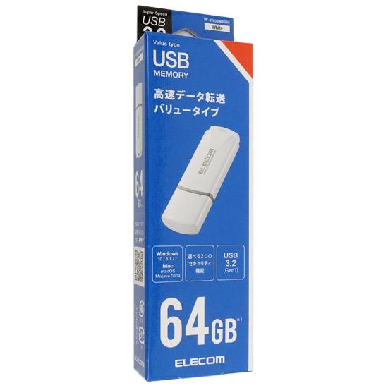 ELECOM　キャップ式USB3.2 Gen1メモリ MF-HTU3B064GWH　64GB ホワイト