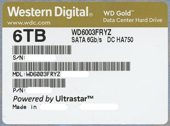 Western Digital製HDD　WD6003FRYZ　6TB SATA600 7200
