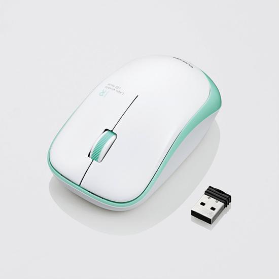 ELECOM製　ワイヤレス3ボタンIR LEDマウス M-IR07DRGN　グリーン