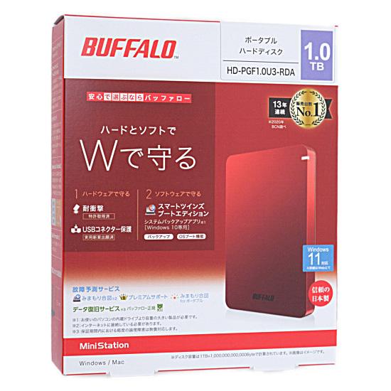 BUFFALO製PortableHD　HD-PGF1.0U3-RDA　1TB　レッド