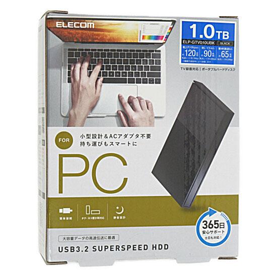 ELECOM　ポータブルハードディスク　ELP-GTV010UBK　ブラック