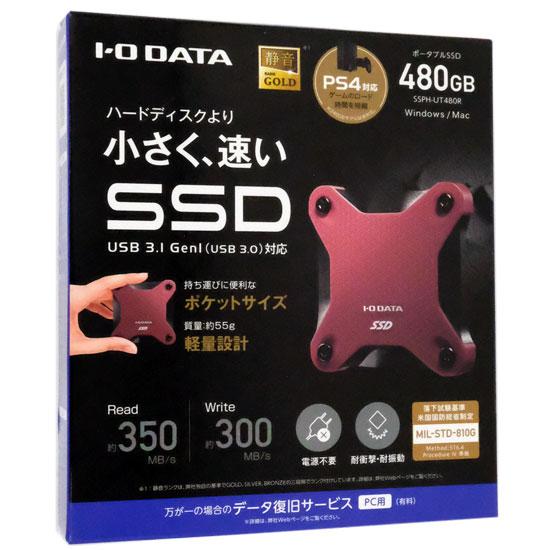I-O DATA　ポータブルSSD 480GB　SSPH-UT480R　ワインレッド