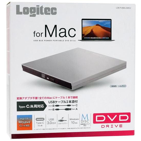 Logitec製　Type-C対応 ポータブル DVDドライブ LDR-PVB8U3MSV　シルバー
