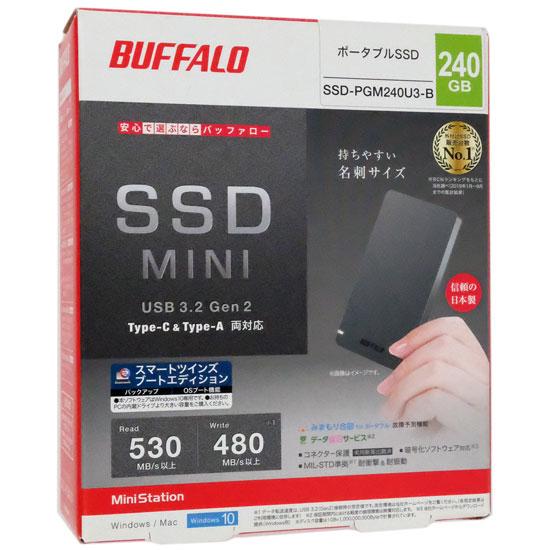BUFFALO　外付けSSD　SSD-PGM240U3-B　240GB　ブラック
