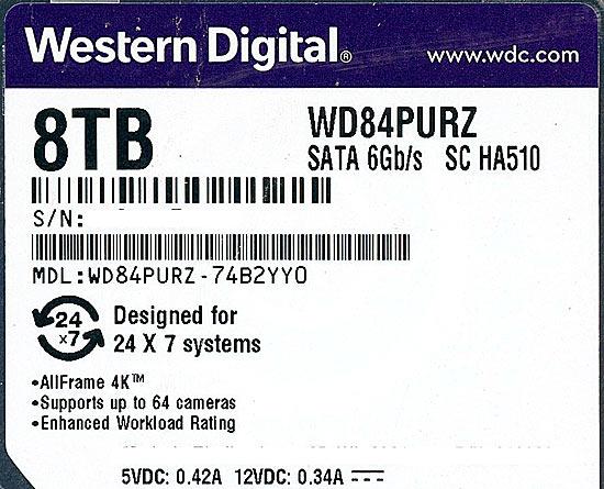 Western Digital製HDD　WD84PURZ　8TB SATA600 5640