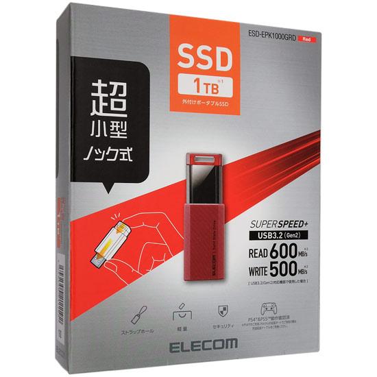ELECOM　外付けポータブルSSD　ESD-EPK1000GRD　レッド　1TB