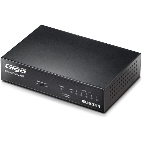 エレコム製　スイッチングハブ 5ポート　EHC-G05MN2-HJB　ブラック