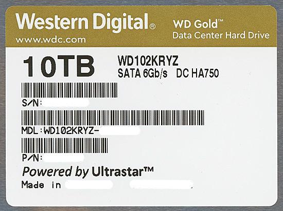 Western Digital製HDD　WD102KRYZ　10TB SATA600 7200