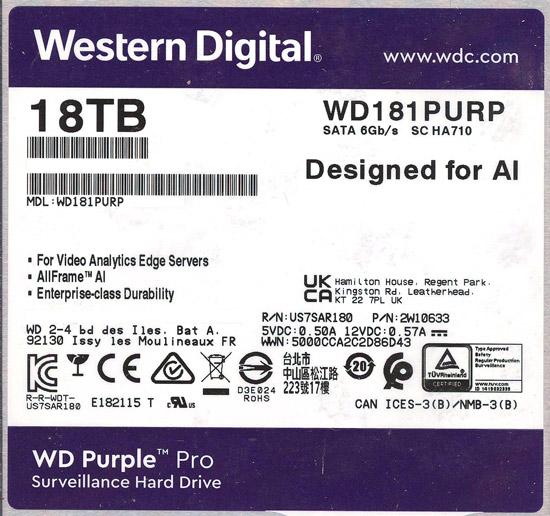 Western Digital製HDD　WD181PURP　18TB SATA600 7200