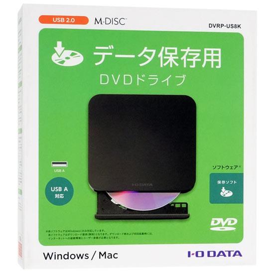 I-O DATA製　ポータブル DVDドライブ　DVRP-US8K　ブラック 商品画像1：オンラインショップ　エクセラー