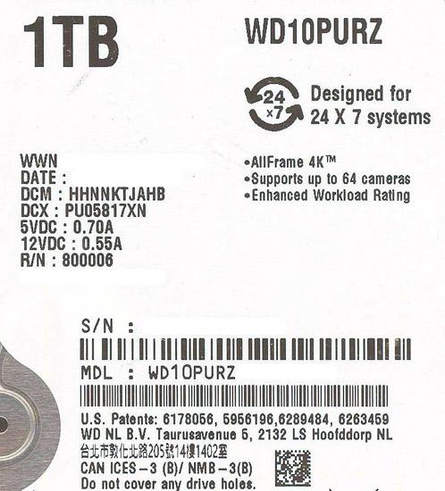 Western Digital製HDD　WD10PURZ　1TB SATA600 5400