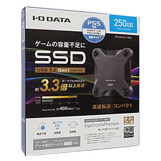 I-O DATA　ポータブルSSD 250GB　SSPH-UA250KB　スモーキーブラック