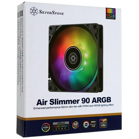 SILVERSTONE製　PCケースファン Air Slimmer 90 ARGB SST-AS90B-ARGB　ブラッ･･･