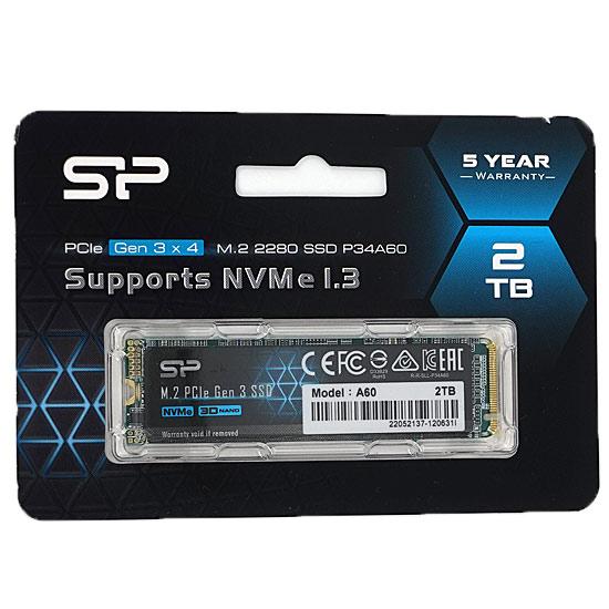 Silicon Power製　M.2 SSD 2TB　PCIe Gen3x4 P34A60 SP002TBP34A60M28