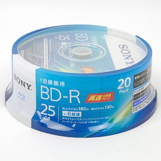 SONY　ブルーレイディスク 20BNR1VJPP6　BD-R 6倍速 20枚組 商品画像1：オンラインショップ　エクセラー