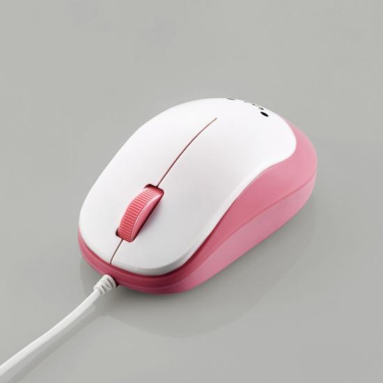ELECOM　3ボタンBlueLED有線マウス M-Y8UBPN　ピンク