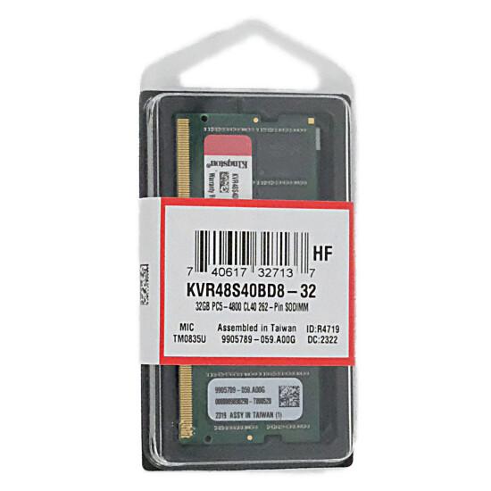 Kingston製　KVR48S40BD8-32　SODIMM DDR5 PC5-38400 32GB 商品画像1：オンラインショップ　エクセラー