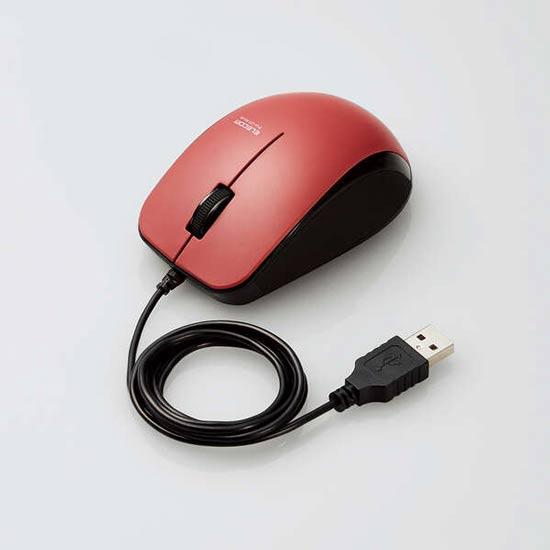 ELECOM製　抗菌 有線 静音 BlueLEDマウス M-BL27UBSKRD　レッド