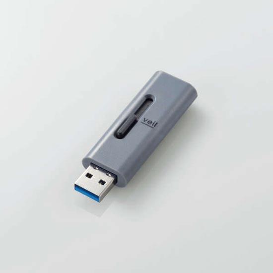 ELECOM　スライド式USB3.2(Gen1)メモリ　MF-SLU3032GGY　32GB グレー 商品画像1：オンラインショップ　エクセラー
