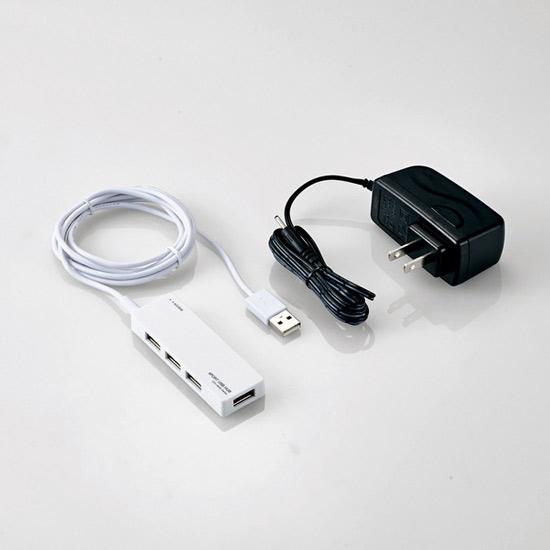 ELECOM製　USB2.0ハブ 4ポート　U2H-AN4SWH　ホワイト 商品画像1：オンラインショップ　エクセラー
