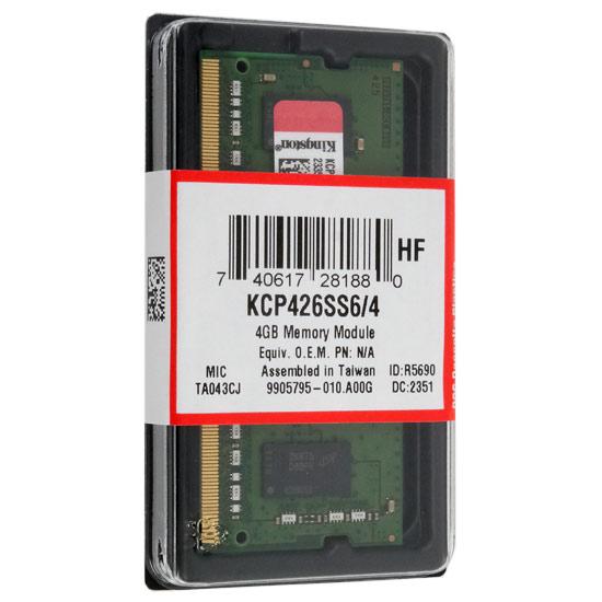 Kingston製　KCP426SS6/4　SODIMM DDR4 PC4-21300 4GB 商品画像1：オンラインショップ　エクセラー