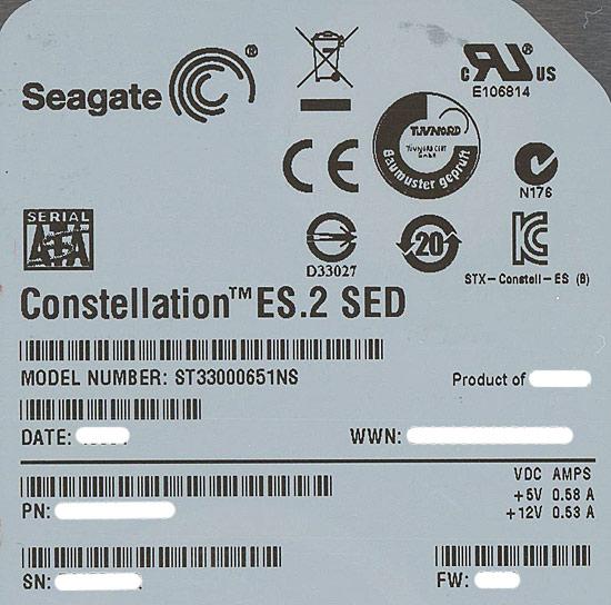 SEAGATE製HDD　ST33000651NS　3TB SATA600 7200