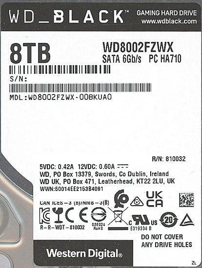 Western Digital製HDD　WD8002FZWX　8TB SATA600 7200 商品画像1：オンラインショップ　エクセラー
