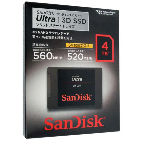 SANDISK　Ultra 3D SSD 4TB　SDSSDH3-4T00-J26 商品画像1：オンラインショップ　エクセラー