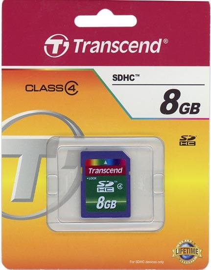 Transcend製　SDHCメモリーカード　TS8GSDHC4　8GB