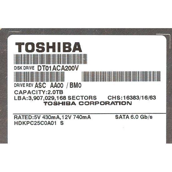 TOSHIBA製HDD　DT01ACA200V　2TB SATA600 7200