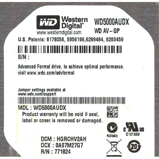 Western Digital製HDD　WD5000AUDX　500GB SATA600 商品画像1：オンラインショップ　エクセラー