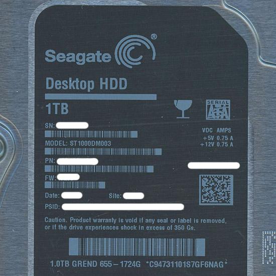 【新品訳あり(箱きず・やぶれ)】 SEAGATE製HDD　ST1000DM003　1TB SATA600 72･･･