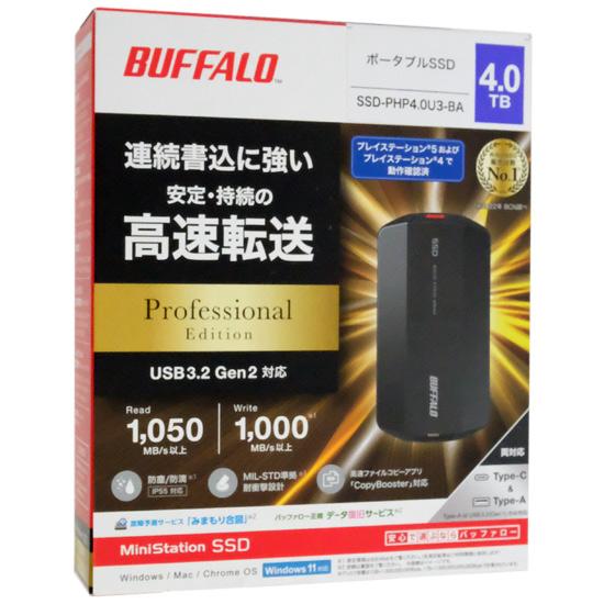 BUFFALO　外付けSSD　SSD-PHP4.0U3-BA　4TB　ブラック