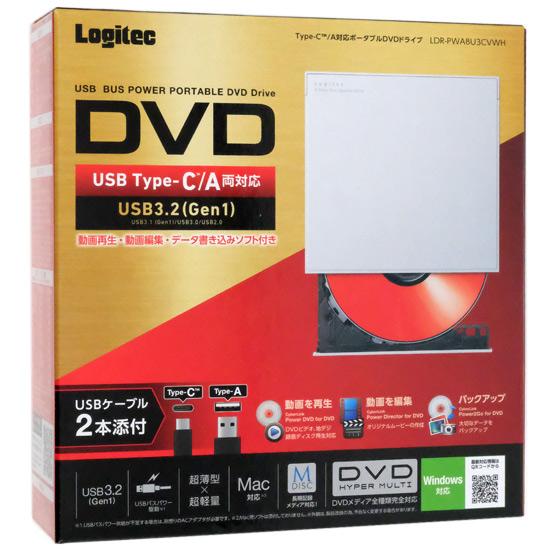 Logitec製　ポータブル DVDドライブ　LDR-PWA8U3CVWH　ホワイト 商品画像1：オンラインショップ　エクセラー