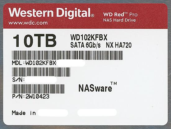 Western Digital製HDD　WD102KFBX　10TB SATA600 7200