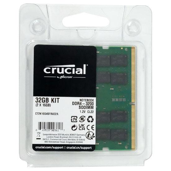 crucial　CT2K16G4SFRA32A　SODIMM DDR4 PC4-25600 16GB 2枚組